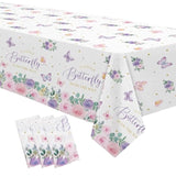 Butterfly Baby Shower Decorations Tablecloth, A Little Butterfly Is On The Way Baby Girl Party Supplies Tablecover, Pink Floral Decorations Party Table Cloth, 3 Pack, 54In X 108In