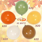 100pcs Fall Thanksgiving Balloons Orange Yellow Green Brown with Ribbons for Autumn Party