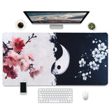 Large Gaming Mouse Pad, Yin Yang Cherry Blossom Design, Extended Desktop Mat, 31.5 X 15.7 Inches, Non-Slip Base