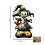 2Pcs 44" 3D Witch & Skull Halloween Foil Balloons - Helium Mylar Party Decoration