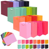 16 Colors Gift Bags With Tissue Paper For Wedding, Birthday, Party Supplies - 7.9"X4.3"X9.6" Light Color Series Medium Size Cardboard Gift Bags (16Pcs + 48Pcs Tissue Paper)