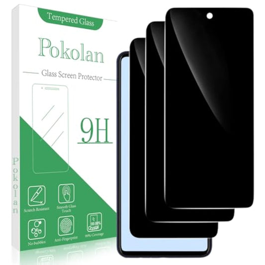 (3 Pack Privacy Screen Protector Designed For T-Mobile Revvl 7 Pro 5G Anti-Spy Tempered Glass Film, Anti Scratch, Bubble Free, Black