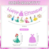 Princess Birthday Party Decorations Include 1Pc Glitter Happy Birthday Banner,1Pc Princess Banner And 14Pcs Cute Hanging Swirls For Girls, Pre-Assembled Party Decorations