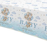 3-Pack Blue Bear Baby Shower Tablecloths – “We Can Bearly Wait” Party Covers