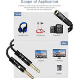 Headphone Splitter Cable For Computer, 3.5Mm Female To 2 Dual Male Microphone/Audio Y Splitter, Stereo Jack Gaming Headset To Pc/Laptop Adapter (Black)