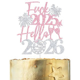 Pink & Silver 2026 New Year Cake Topper & Holiday Party Decor