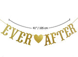 Happily Ever After Banner, Wedding Decorations, Gold Glitter
