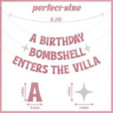 Birthday Bombshell Enters the Villa Banner Rose Gold Love Island Party Decor