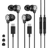 2 PACK USB C Headphones for iPhone 17 16 15, Wired Earbuds USB C with Clear Mic & Noise Reduction, Ear Buds Wired Headphones Type C Earphones for