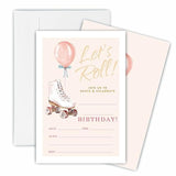 Let'S Roll?Birthday Invitations, Roller Skate & Balloon Birthday Party Invite Cards For Boys & Girls - 20 Double Side Fill-In Invites With Envelopes, Party Favor & Decorations - 17
