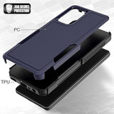 For Galaxy A52 5G Case And 2 Pack Tempered Glass Screen Protector, Military Grade Heavy Duty Shockproof Anti Scratch Silicone Bumper Thin Cover For Samsung Galaxy A52 4G/5G, Navy Blue