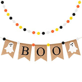 Halloween Boo Burlap Banner: Ghost & Felt Ball Garland - 2pcs