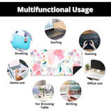 Boho Large Mousepad Botanical Green Leaves Modern Aesthetic Desk Mat Xl Watercolor Floral Mouse Pad Pink Flower Non-Slip Rubber Base Office Home Computer Keyboard Gaming Mouse Pad 31.5 X 11.8 Inches