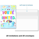 Splish Splash Pad Birthday Invitations With Envelopes Set Of 20 Summer Pool Theme Birthday Party Invites Fill In Blank