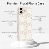For Iphone 16 Sunflower Floral Blooms Pattern Design Soft Shockproof Protective Slim Phone Cover Silicone Camera Protection For Women Girls, White