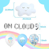 13 Pcs Silver On Cloud 9 Balloons 9Th Birthday Nine Years Old Party Supplies