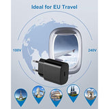 European Travel Plug Adapter, 2Pack 25W Type C Super Fast Charger Block Usb C International Power Adapter Us To Europe Eu For Iphone 16E/16/15 Pro Max/Plus, Ipad, Samsung, Android With 6Ft Usb C Cable