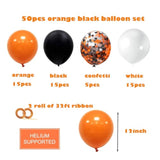 50 Pack 12 Inch Black Orange White Confetti Balloons Halloween Party Decorations