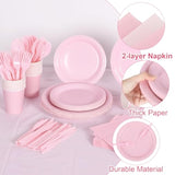 169 Pieces Light Pink Party Supplies Disposable Dinnerware Set Include Plates And Cups Napkins Plastic Forks Knives Spoons Tablecloth For Wedding Birthday Party Decorations, Serve 24 Guests