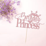 Glitter Pink Birthday Princess Cake Topper Crown Decor for Girl/Adult Parties