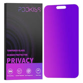 Compatible For Iphone 15 Pro Max Privacy Screen Protector Tempered Glass 6.7 Inch, Purple Gradient Anti Spy Anti Blue Light Hd Easy Installation