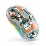 Bluetooth Wireless Mouse, Transparent Rgb Tri-Modes Mouse,Bluetooth & 2.4Ghz For Multi Device, Usb-C Receiver Ideal For Macbook/Laptops, Rechargeable, Silent, Portable, Cool Led, Ergonomic - Green