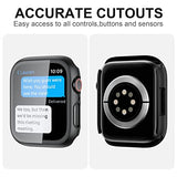 2 Pack Case With Tempered Glass Screen Protector For Apple Watch Series 9/8/7 45Mm, Slim Guard Bumper Full Hard Pc Protective Cover Hd Ultra-Thin Cover For Iwatch 9 8 7 45Mm Accessories,Black