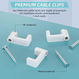Cable Clips White 100 Pieces Ethernet Cable Clips With Steel Nails 8Mm Cord Ho