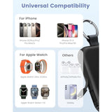 Portable Charger, 5000Mah Portable Charger Power Bank With Built-In Cables, Travel Keychain Battery Pack For Apple Watch Ultra 2/9/8/Ultra/7/6/Se/5, Iphone 16/15/14/13/12, White