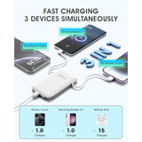 Tg90° Mini Power Bank With Built-In Ac Wall Plug And Cables, 5000Mah Slim Portable Charger Usb C Battery Pack, 3 Outputs Portable Battery Charger Compatible With Iphone And Android Phones