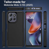 For Moto G 2025 Case, Motorola Moto G 5G 2025 Case, With Glass Screen Protector, 15Ft Military-Grade Drop Protection, Dual Layer Full Body Shockproof Phone Case, Black