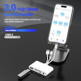 SD Card Reader Hub USB C Lightning USB to OTG 3.5mm Aux Charger TF Adapter (5in1) for iPhone 17 16 15 14 13 Pro Max Splitter Camera Computer Android
