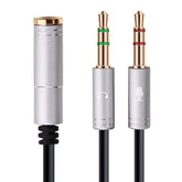 Headset Splitter Cable For Pc 3.5Mm Jack Headphones Adapter Convertors Forpc 3.5Mm Female With Headphone/Microphone Transform To 2 Dual 3.5Mm Male For Computer Y Splitter Audio(Silver)