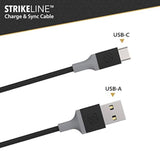 Scosche CA4BY-SP Strikeline USB-A to USB-C Charge & Sync Cable 4-ft. Space Gray/Gray