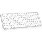 Wireless Bluetooth Keyboard - Hexagon Keycap Portable Ultra-Slim Rechargeable Compact Keyboards Compatible With Mac, Iphone, Ipad(White)