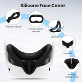 Silicone Cover Set Compatible With Meta/Oculus Quest 3S Accessories, Vr Silicone Face Cover, Vr Shell Cover,Touch Controller Grip Case,Camera Lens Protector Set(Black)