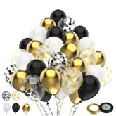 100pcs Black Gold White Confetti Balloons 12inch Party Decorations
