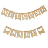 Rustic Burlap "Welcome Baby" Banner: Vintage Baby Shower Decor