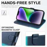 TUCCH Dark Blue and Lake Blue Wallet Case for iPhone 14 6.1" with 4 Card Holders