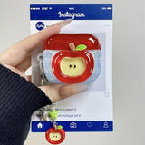 for AirPods 4 Case with Keychain Cute 3D Red Pattern Design Soft Silicone Cover for Women Girls Anti-Fall Shockproof Protective Case for
