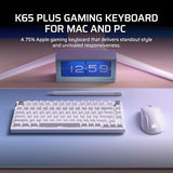 K65 Plus Wireless 75% Rgb Hot-Swappable Mechanical Gaming Keyboard For Mac And Ipad Pre-Lubricated Mlx Red V2 Linear Switches, Sound Dampening Qwerty Na Layout Frost White