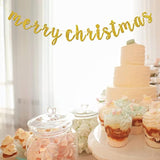 Gold Glitter Merry Christmas Banner, Winter Holiday Party Garland Bunting, Christmas Eve, Be Merry Party Decoration Supplies