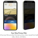 ZAGG InvisibleShield Glass Privacy Screen Protector for iPhone 13, iPhone 13 Pro, and iPhone 14 – 5X Impact and Scratch Protection, Tempered Glass, Smudge-Free, Four-way Side View Privacy