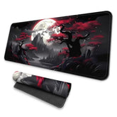 Large Gaming Mouse Pad, Full Keyboard Mat, Long Laptop Mousepad, Computer Mouse Mat For Home And Office, Anti-Slip Rubber Base, 31.5 X 11.8 Inches (Dark Red Moon)