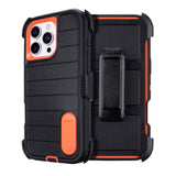 For Black Iphone 16 Pro Max Phone Case With Belt Clip Heavy Duty Holster Shockproof Cases,3 Layers Of Sturdy,Military Grade Protective Cases For Iphone 16 Pro Max Case With Clip (Black+Orange)