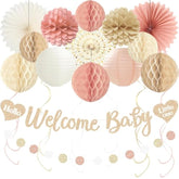 24-Pc Boho Baby Shower Décor Set for Girls with Banner & Hanging Accents