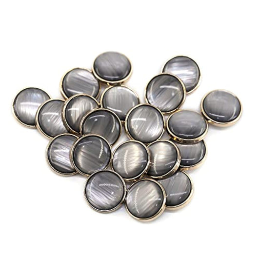 20 Pcs Translucent Brushed Gray Resin Layer Sewing Metal Shank Coat Bu