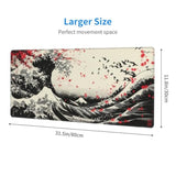 Gaming Mouse Pad Ukiyoe Japanese Art Blossom Cherry Non-Slip Rubber Base Extended Mousepad With Stitched Edges Keyboard Computer Laptop Mat For Gamer Desktop Office Home 31.5 X 11.8 In