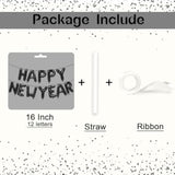 16 Inch Black Foil Happy New Year 2026 Balloon Banner Party Decor