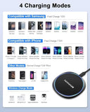 10W Max Wireless Charger Pad, Fast Charging Compatible with iPhone 17/16/15/14/13/12/11/SE Series, Samsung Galaxy S26/S25/S24/S23/S22/S21/S20,